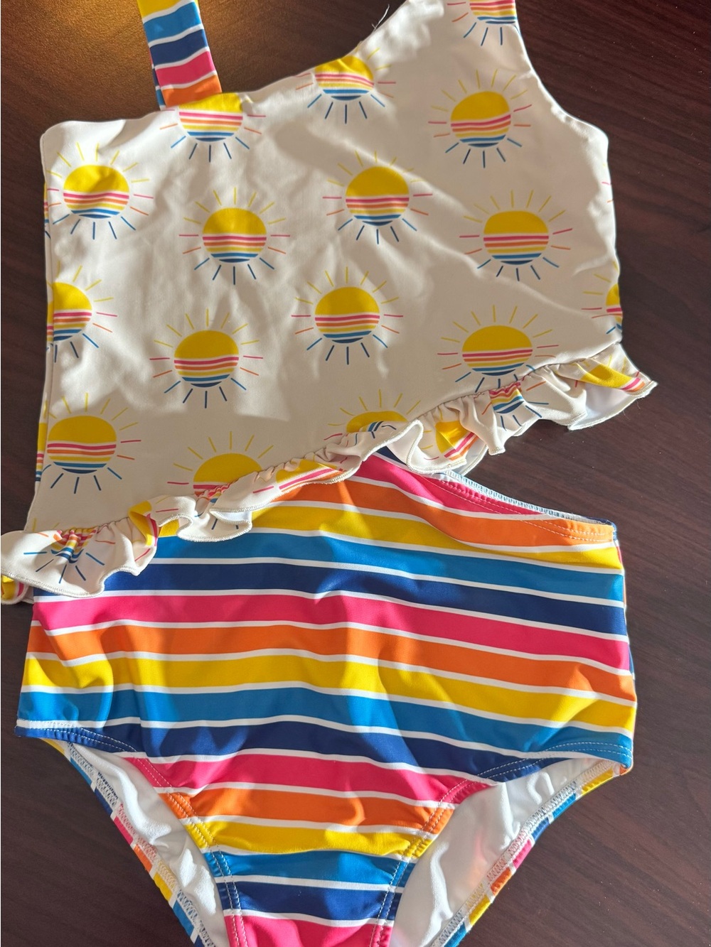 Girls One-Piece Sun & Stripe Swimsuit - Bright Multi